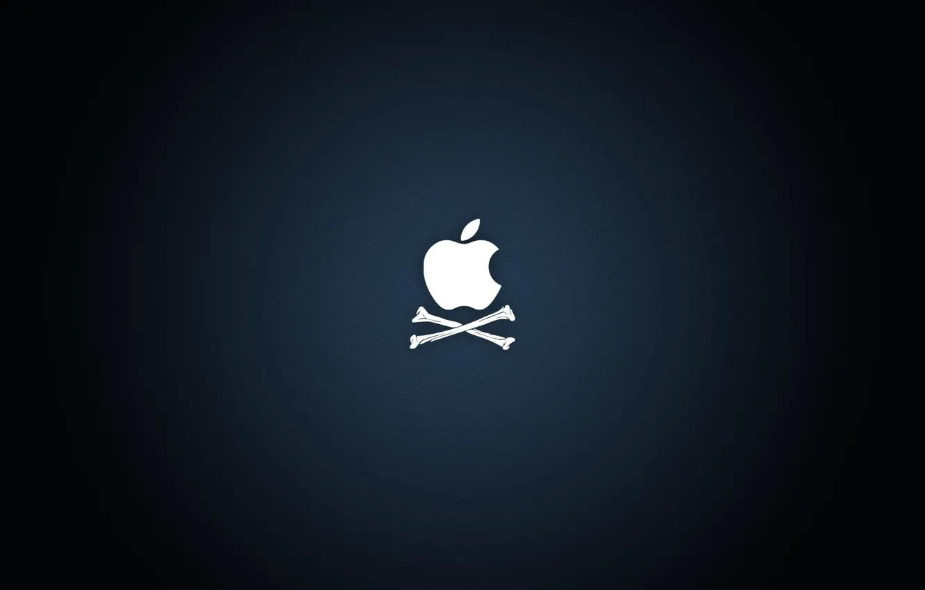 Фото обои синий, фон, apple, яблоко, лого, кости