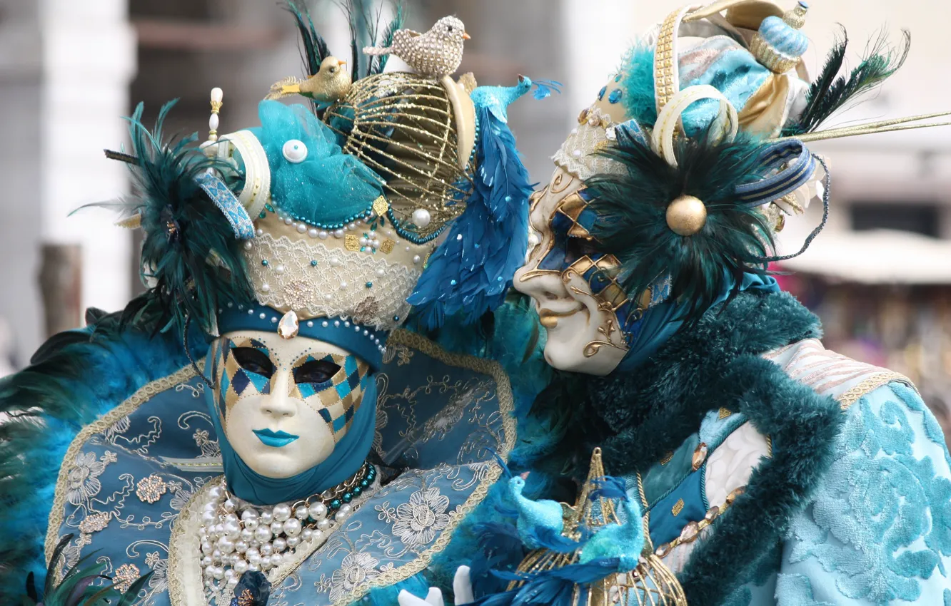 Фото обои пара, карнавал, маски, костюмы