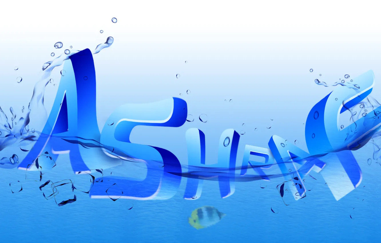 Фото обои logo, typography, sea, design, text, blue, water, drops