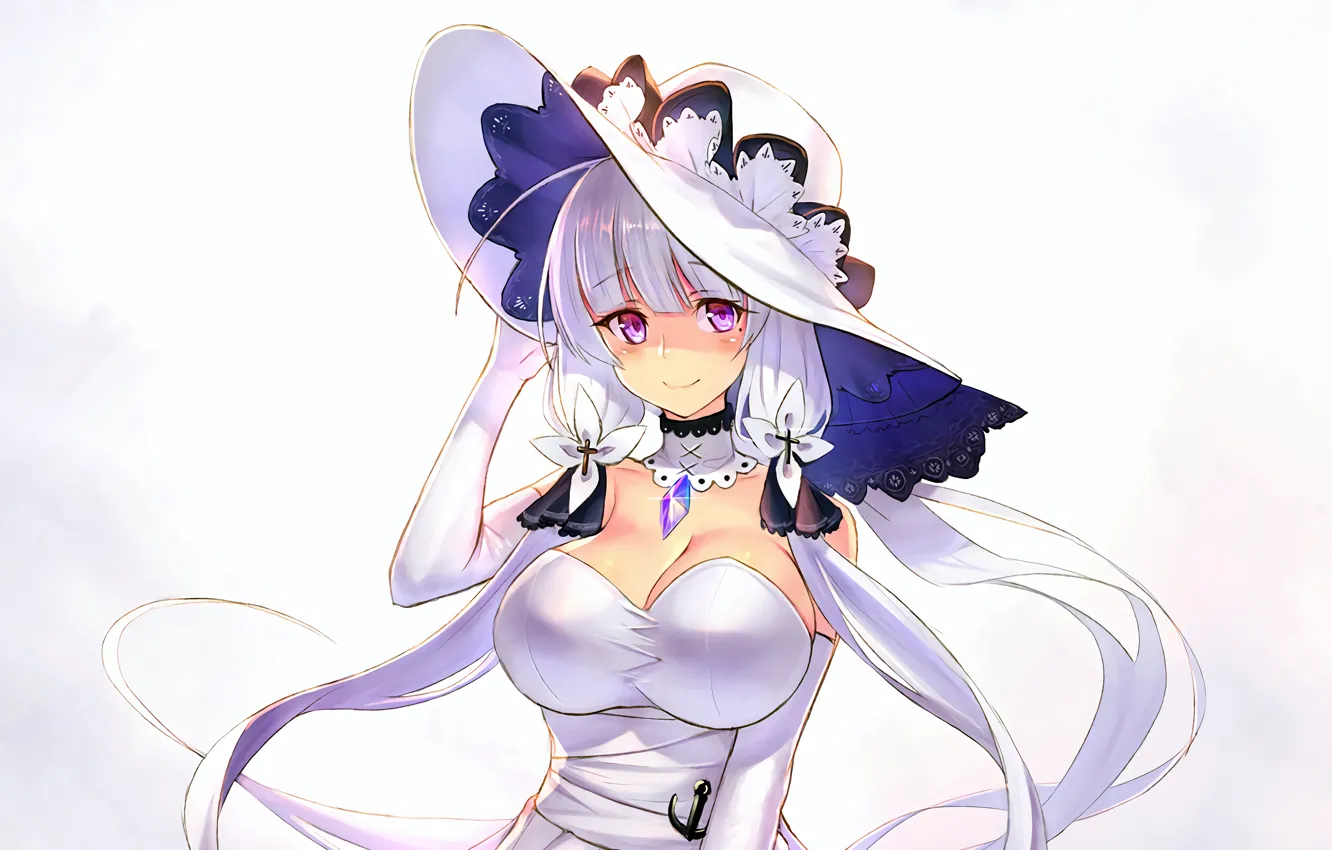 Фото обои girl, sexy, cleavage, long hair, dress, boobs, anime, beautiful