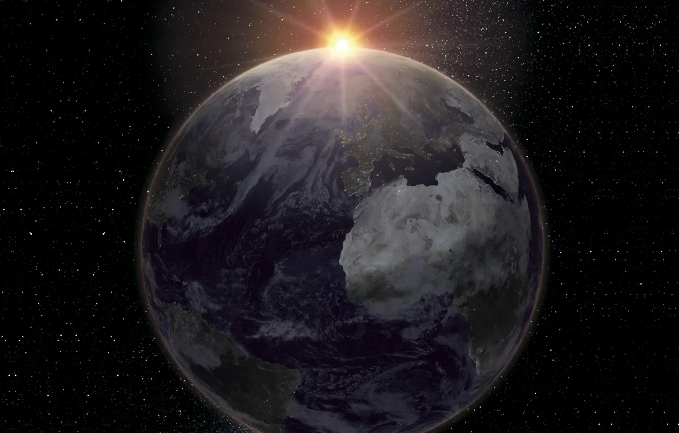 Фото обои light, Europe, sun, Africa, oceans, Planet Earth