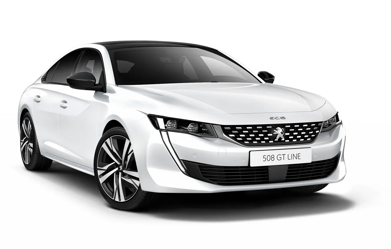 Фото обои машина, белый фон, белый цвет, Peugeot 508 GT Line 2019