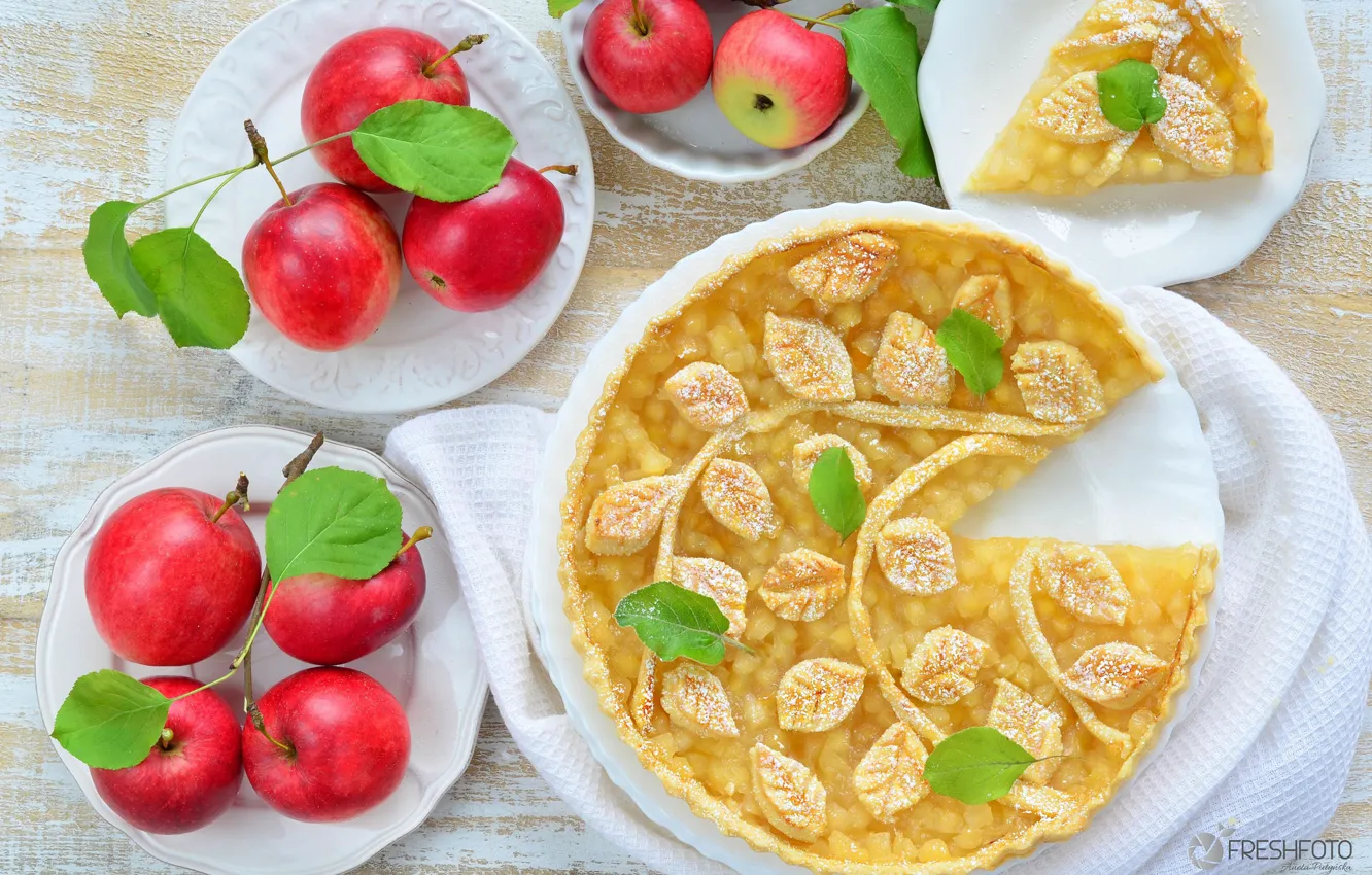 Фото обои яблоки, пирог, выпечка, декор