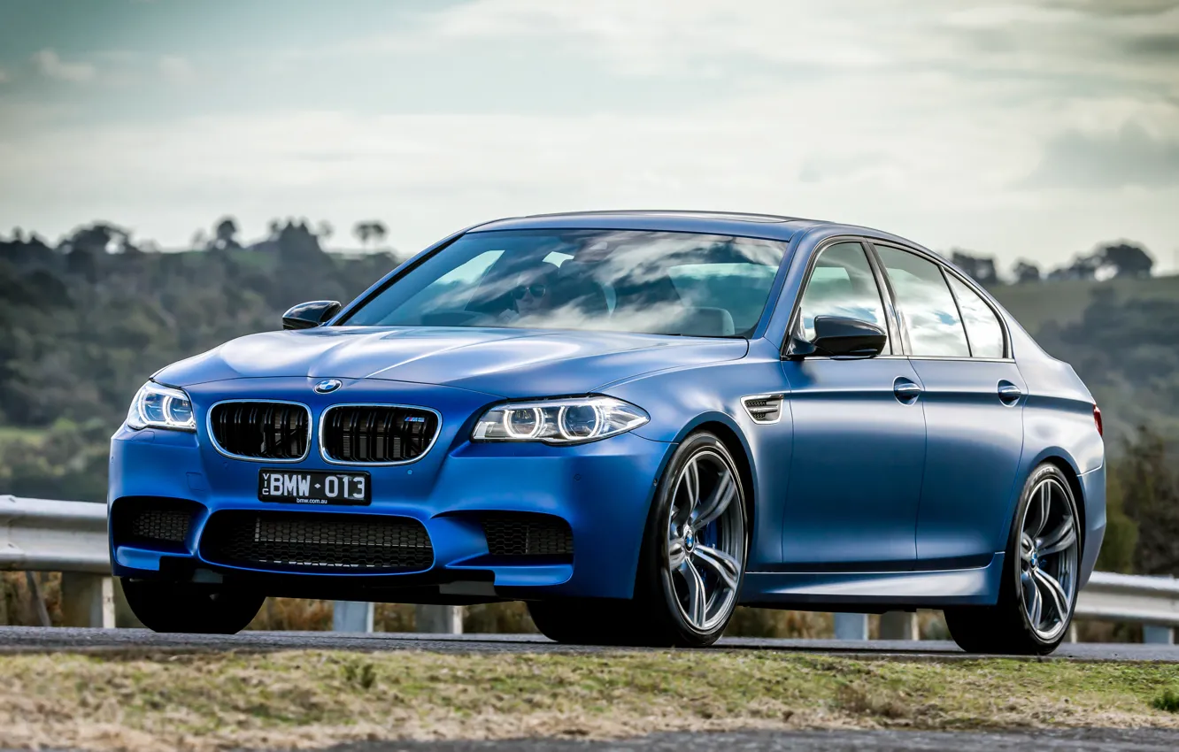 Фото обои синий, бмв, BMW, F10, Sedan, 2015