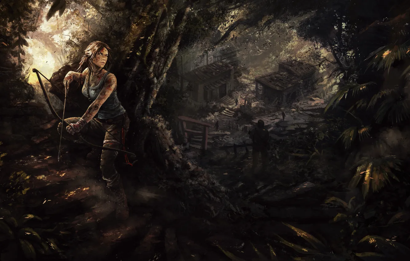 Фото обои девушка, джунгли, арт, Tomb Raider, Лара Крофт, Lara Croft