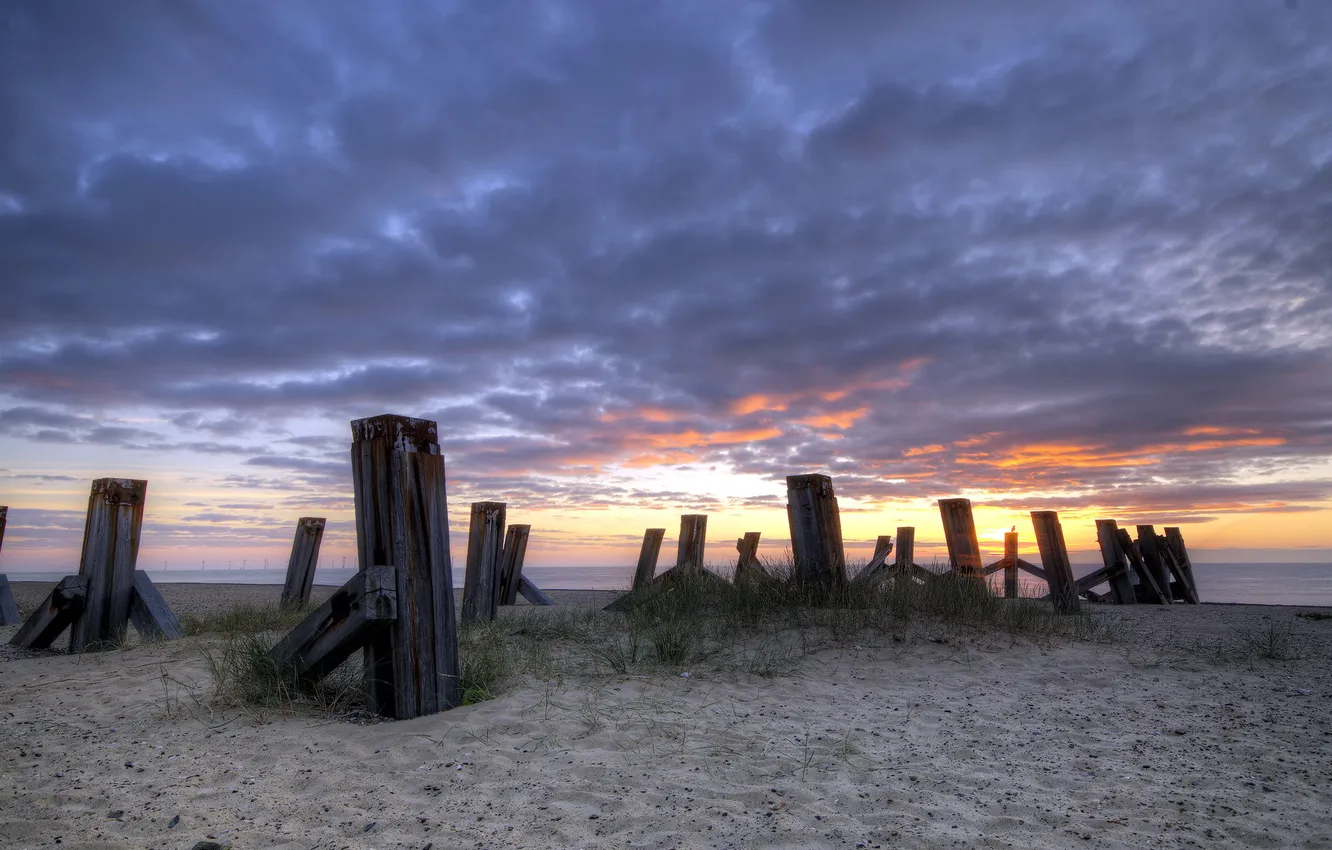 Фото обои море, пейзаж, закат, Wellington Pier, Great Yarmouth