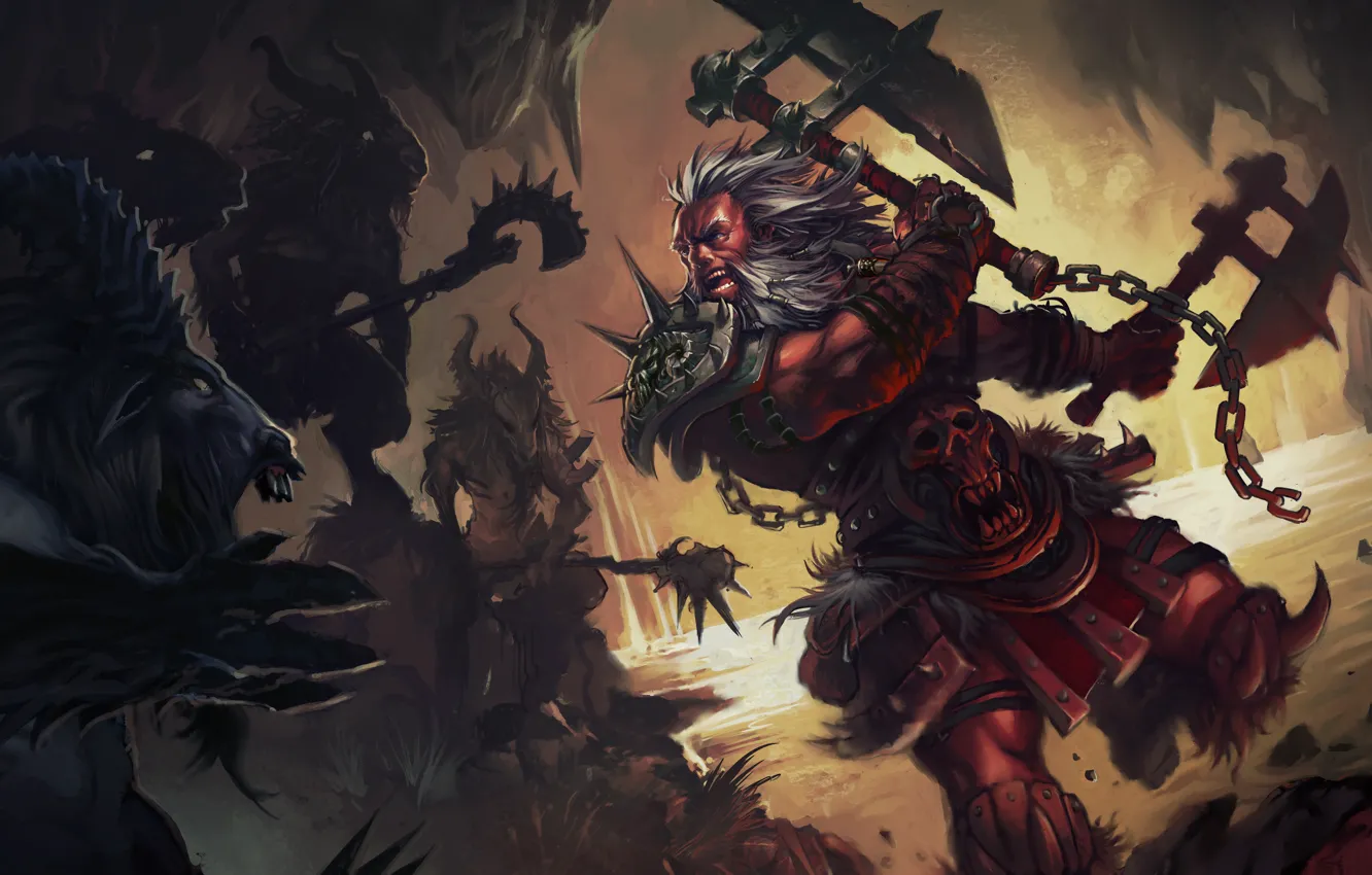Фото обои монстр, Blizzard, Diablo 3, Barbarian