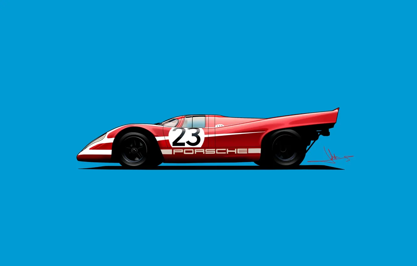 Фото обои Porsche, Red, Car, Minimalism, Transport & Vehicles, Porsche 917, 917, Oriol Folch