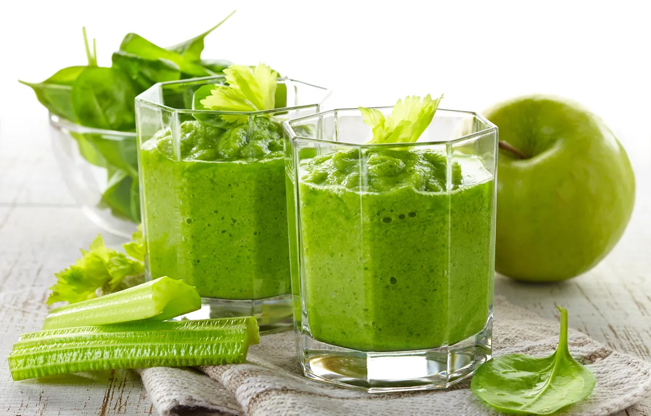 Фото обои зелень, Apple, яблоко, овощи, vegetables, greens, овощной смузи, пюре