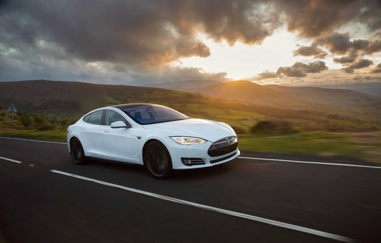 Фото обои white, Tesla, Model S, P85