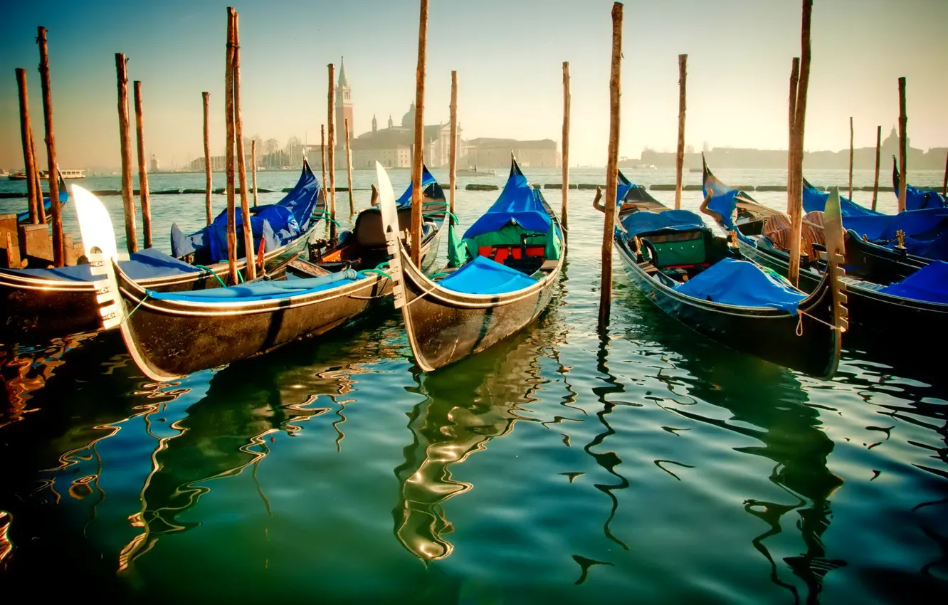 Фото обои вода, лодка, Италия, Венеция, канал, гондола