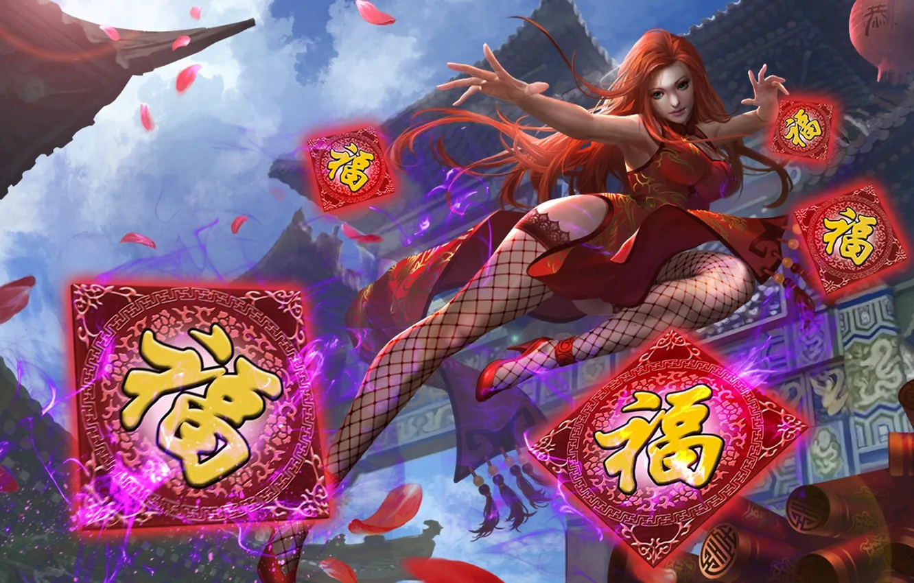 Фото обои карты, платье, Heroes of Newerth, moba, Kinesis, Nian Guardian