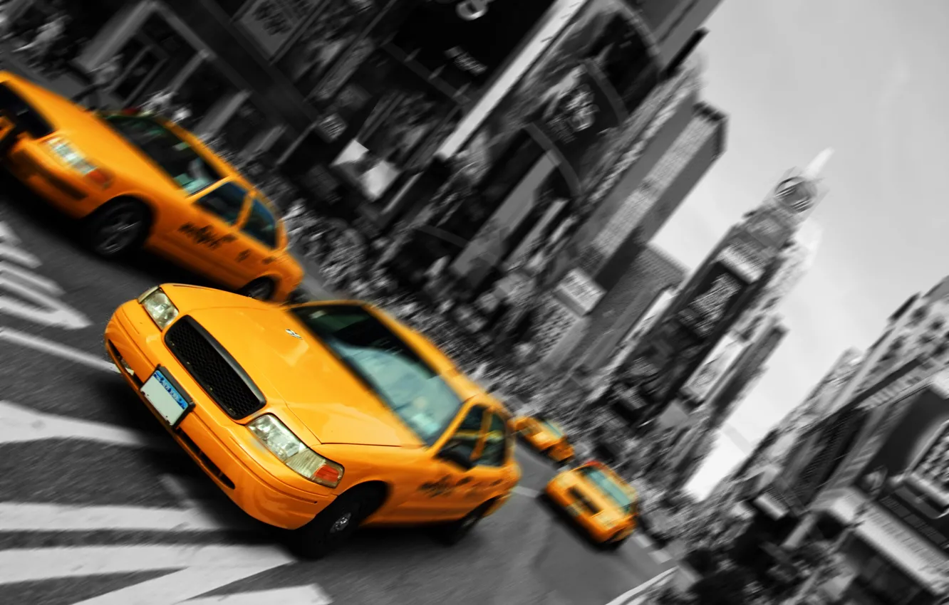 Фото обои дорога, Нью-Йорк, Такси, New-York