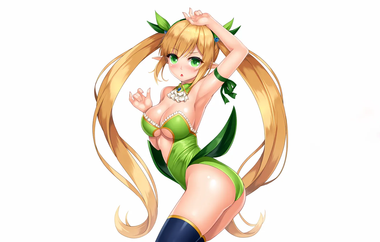 Фото обои girl, sexy, ass, cleavage, thighhighs, long hair, boobs, anime