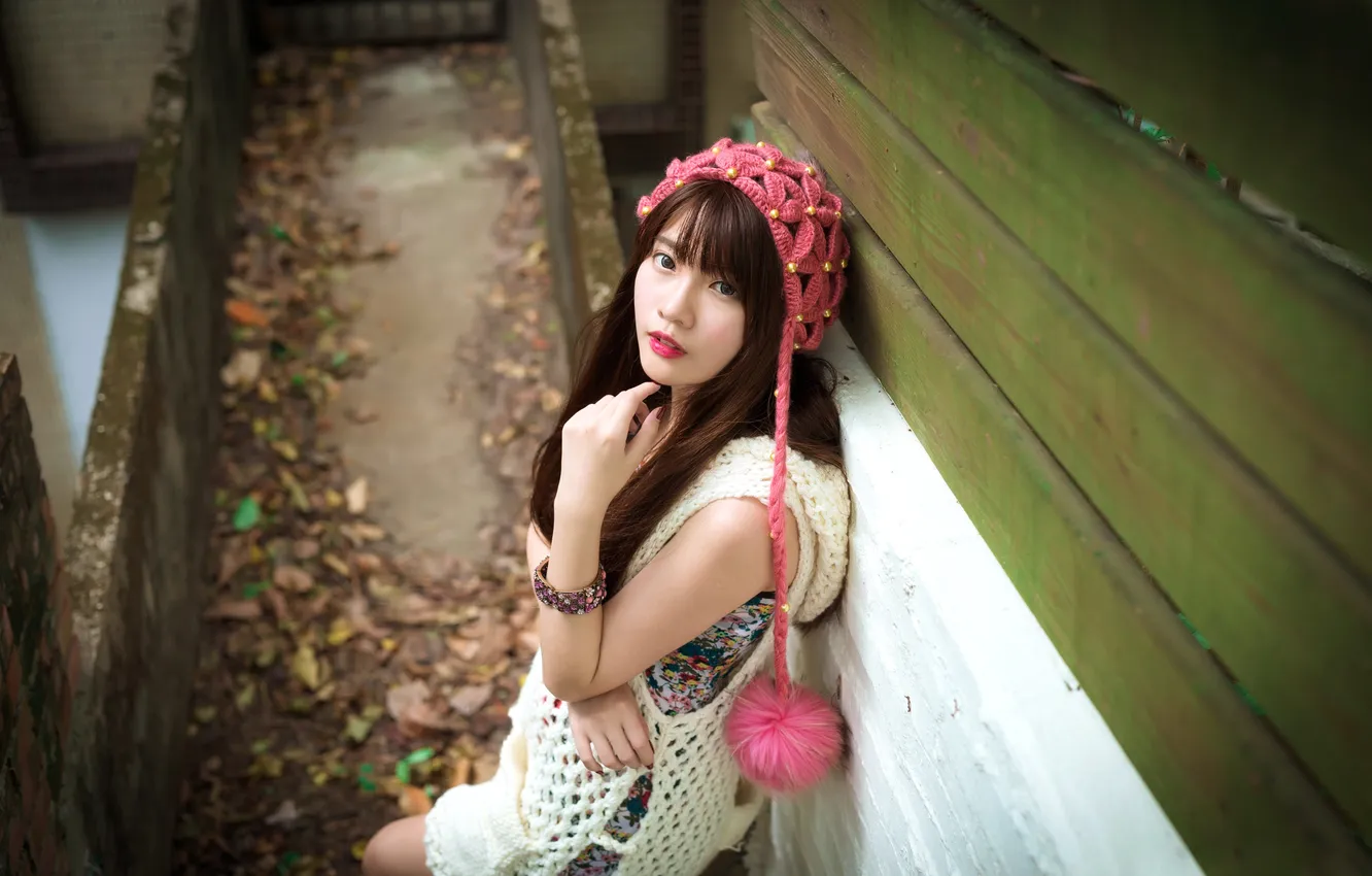 Фото обои девушка, портрет, азиатка