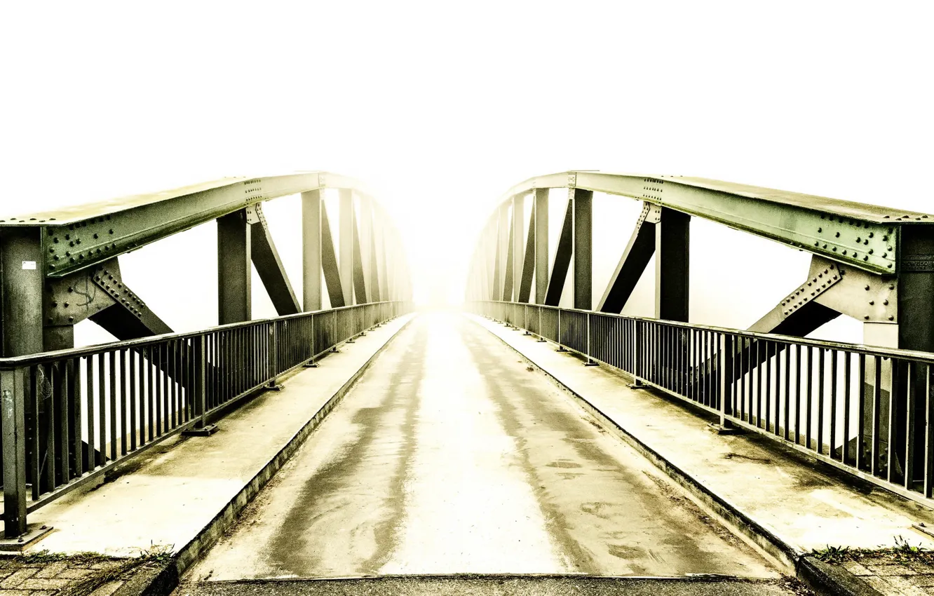 Фото обои свет, мост, туман