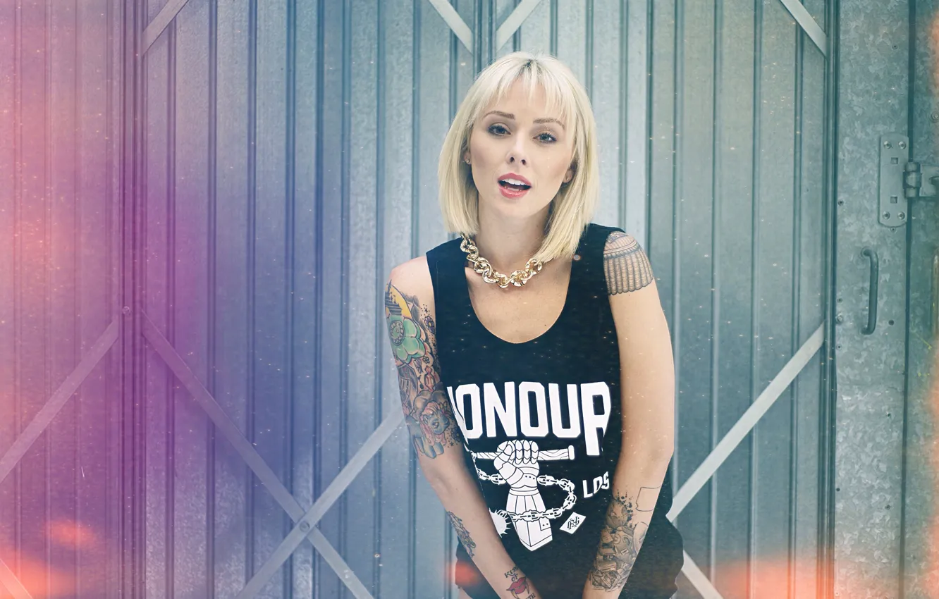 Фото обои girl, woman, model, tattoo, blonde, tattoos, female, Alysha Nett