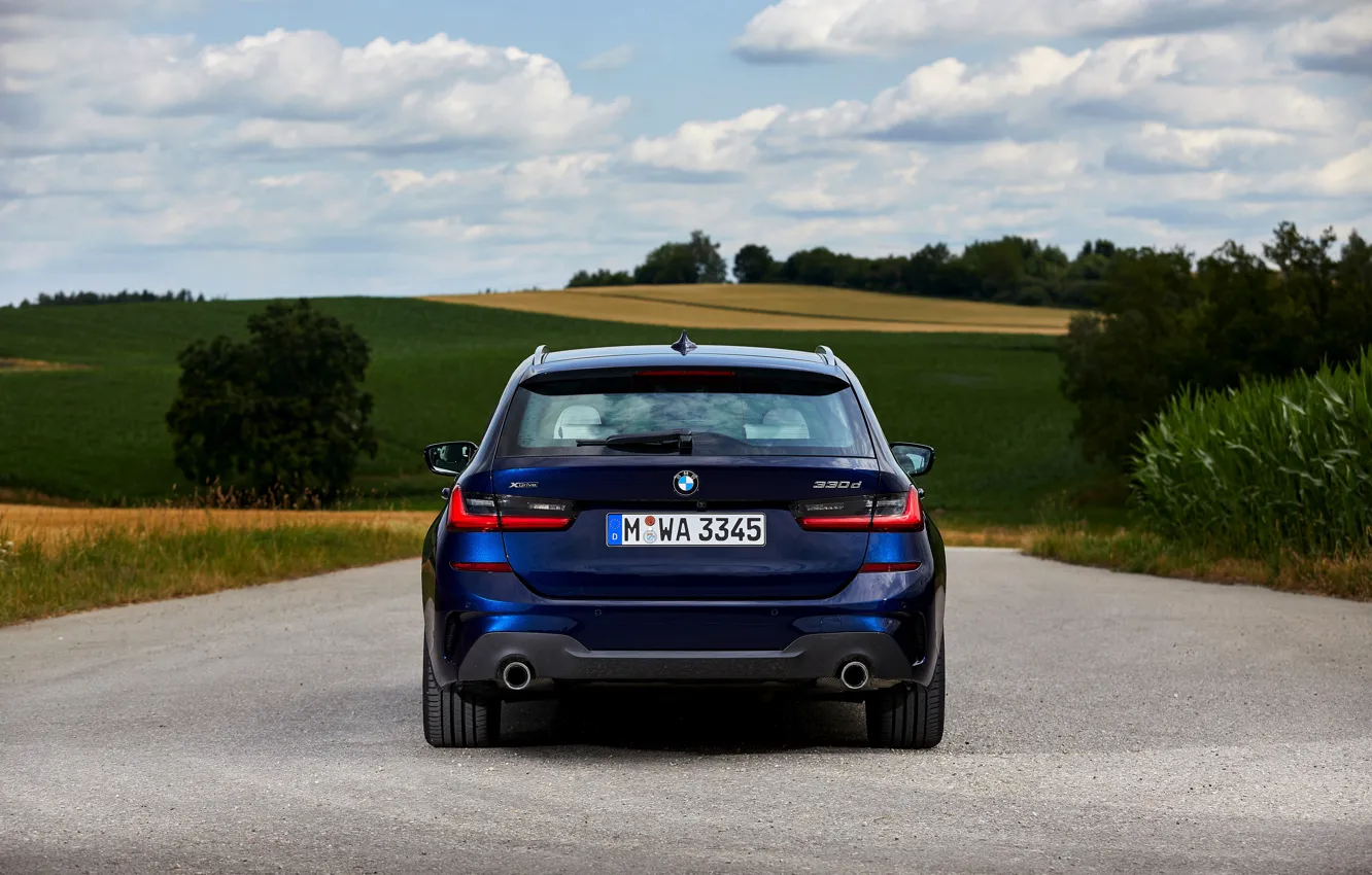 Фото обои BMW, 3-series, универсал, корма, тёмно-синий, 3er, 2020, G21