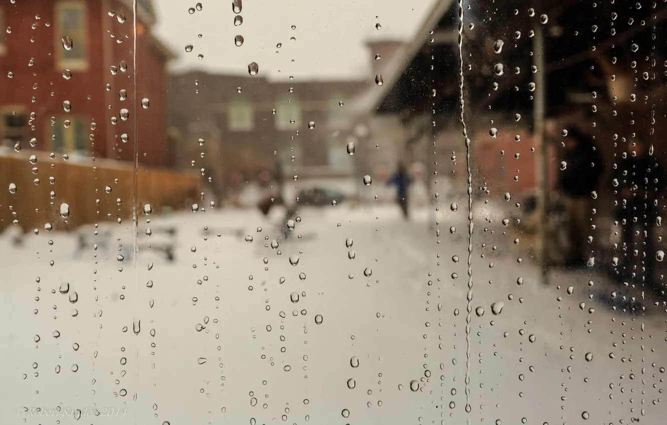 Фото обои стекло, капли, дождь, улица