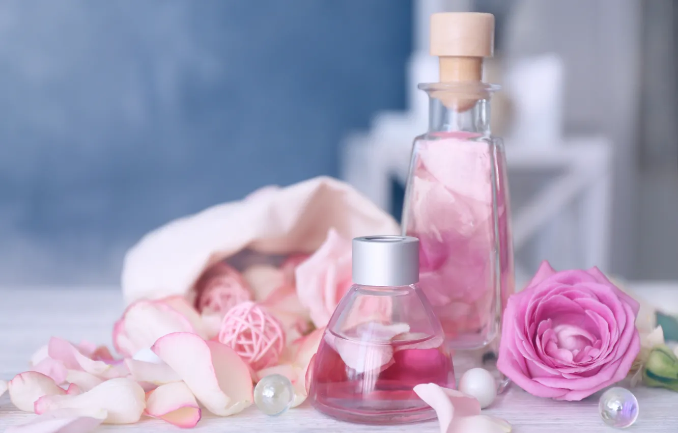 Фото обои духи, лепестки, rose, pink, petals, розовые розы, spa, oil
