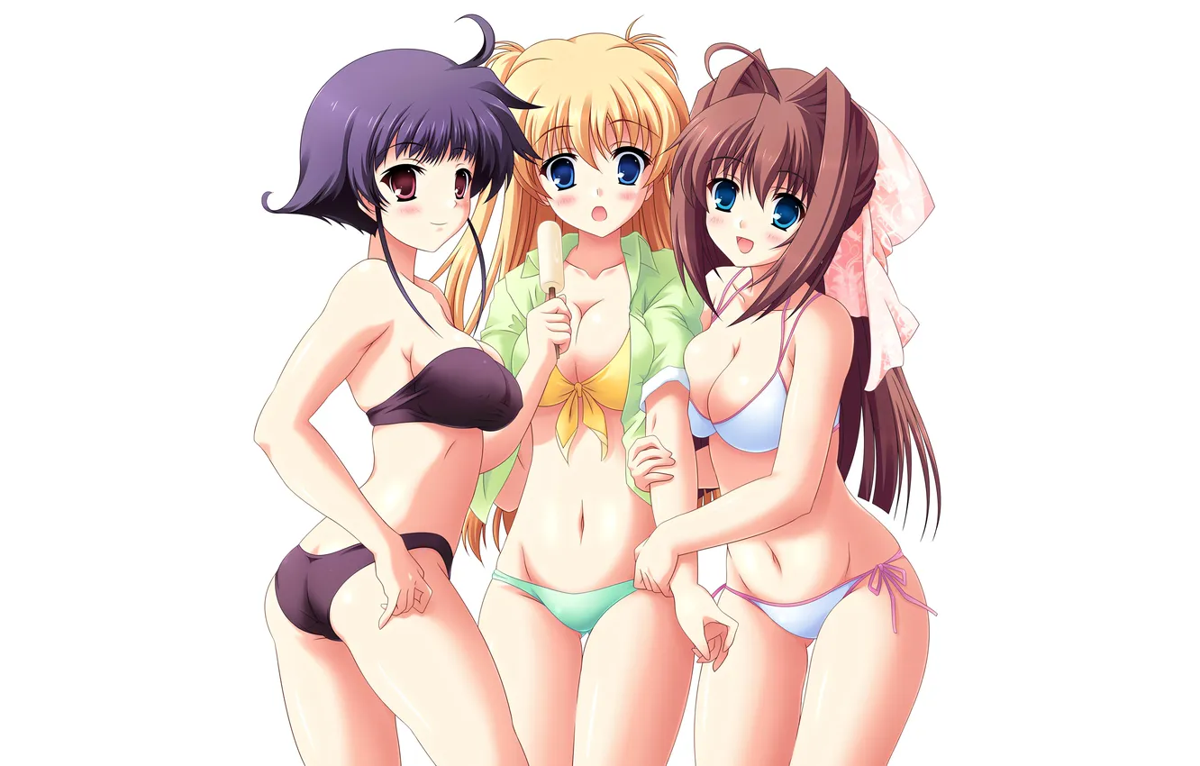 Фото обои sexy, ass, cleavage, long hair, girls, brown hair, boobs, anime