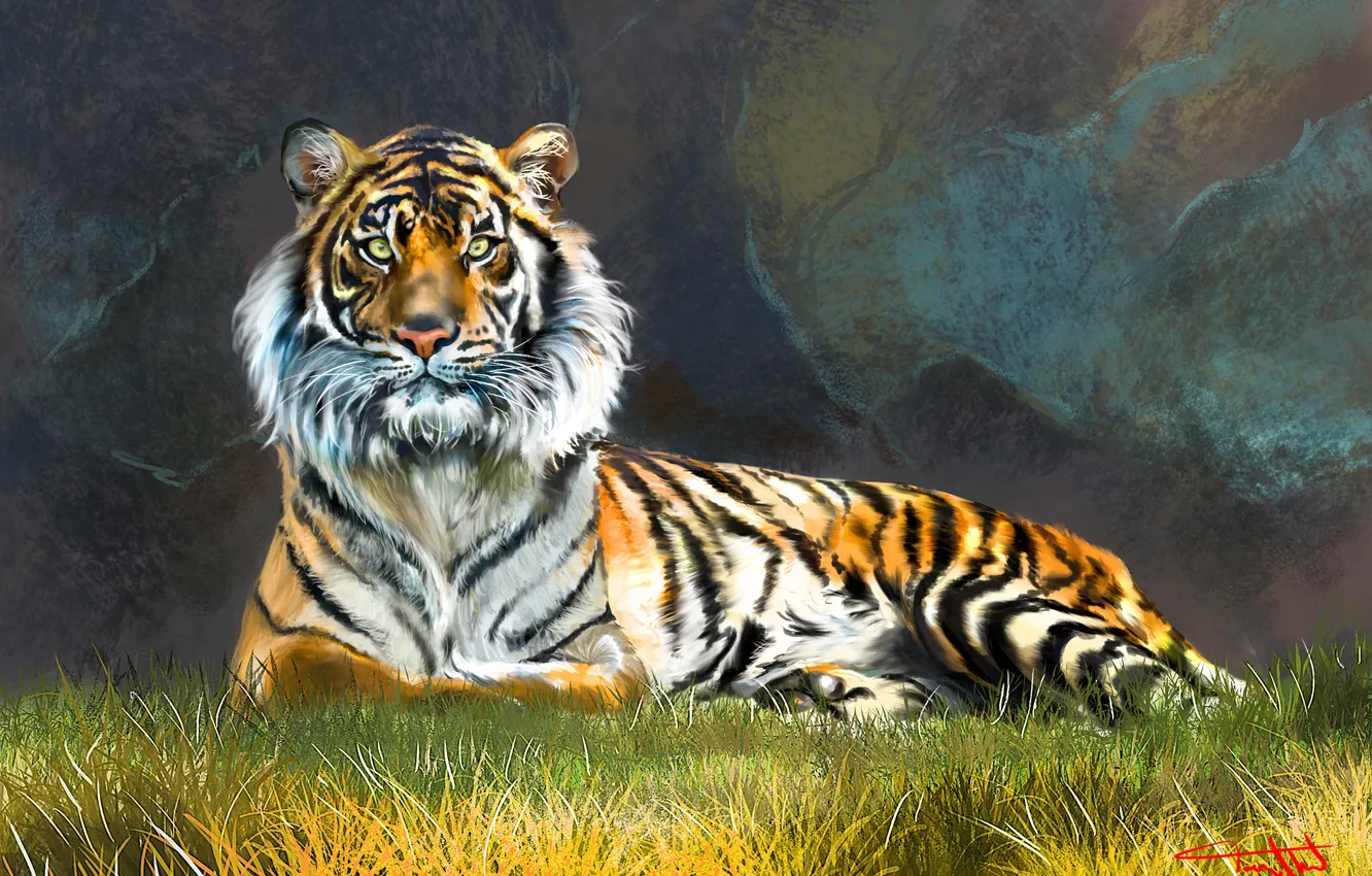 Фото обои Тигр, арт, Tiger