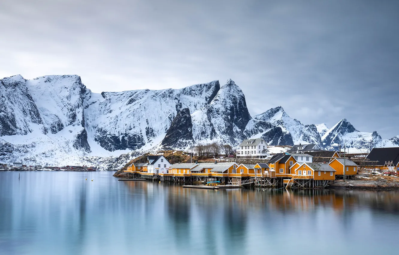 Фото обои горы, Норвегия, Lofoten