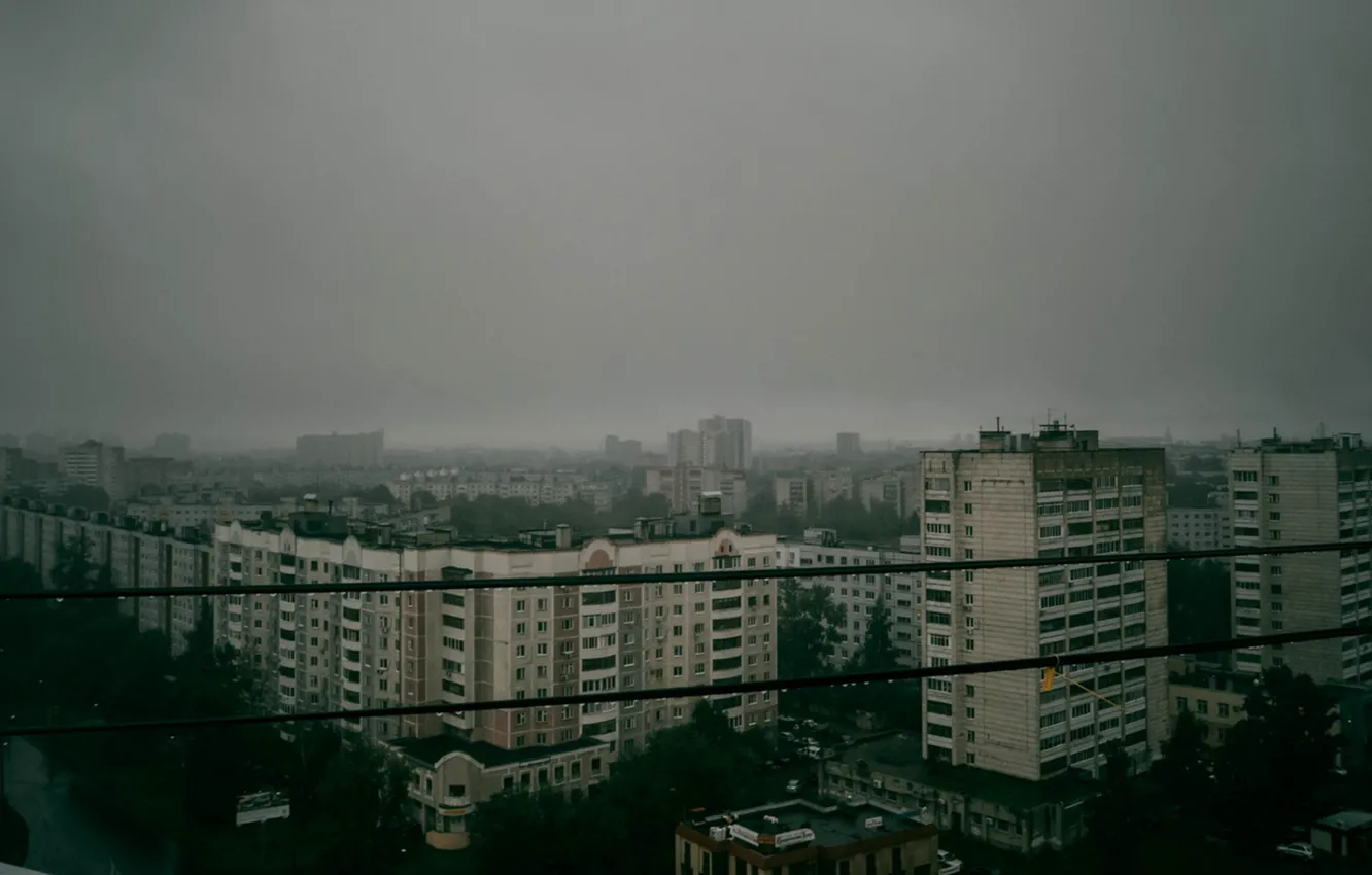 Фото обои грусть, осень, тучи, город, утро, казань, татарстан