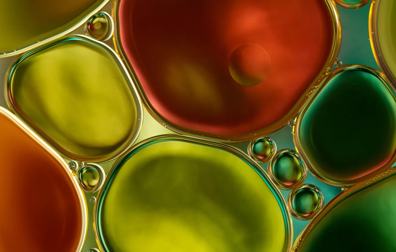 Фото обои вода, пузырьки, цвет, масло, жидкость, воздух, объем, ураски