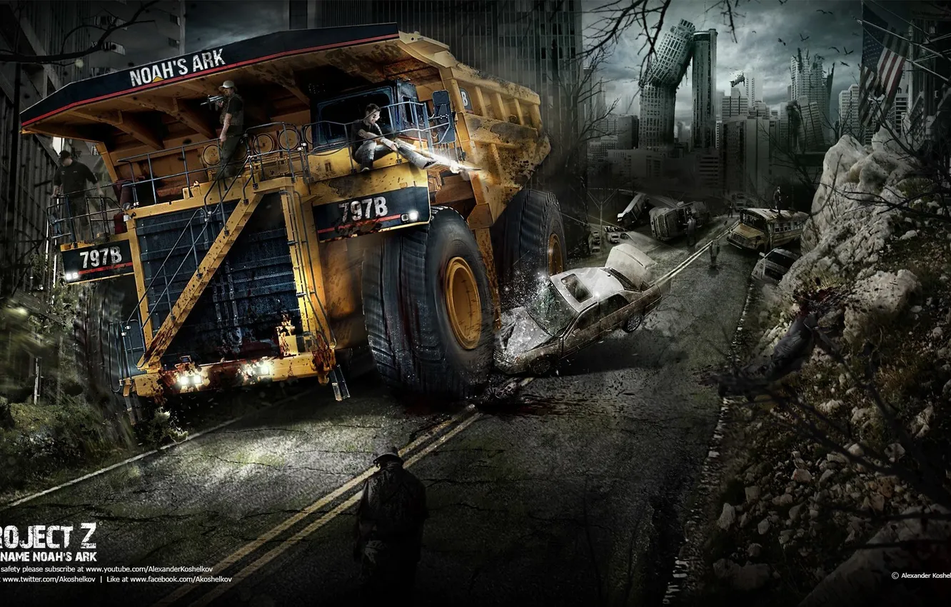 Фото обои апокалипсис, арт, зомби, Photoshop, Alexander Koshelkov, Project Z, Noah’s Ark