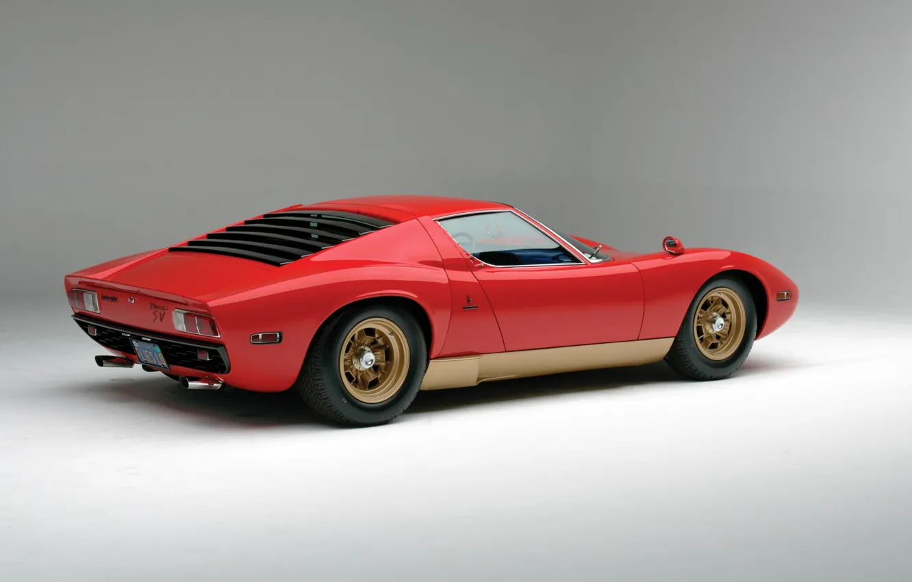 Фото обои Красный, Авто, Lamborghini, Красная, Машина, Фон, 1971, Автомобиль