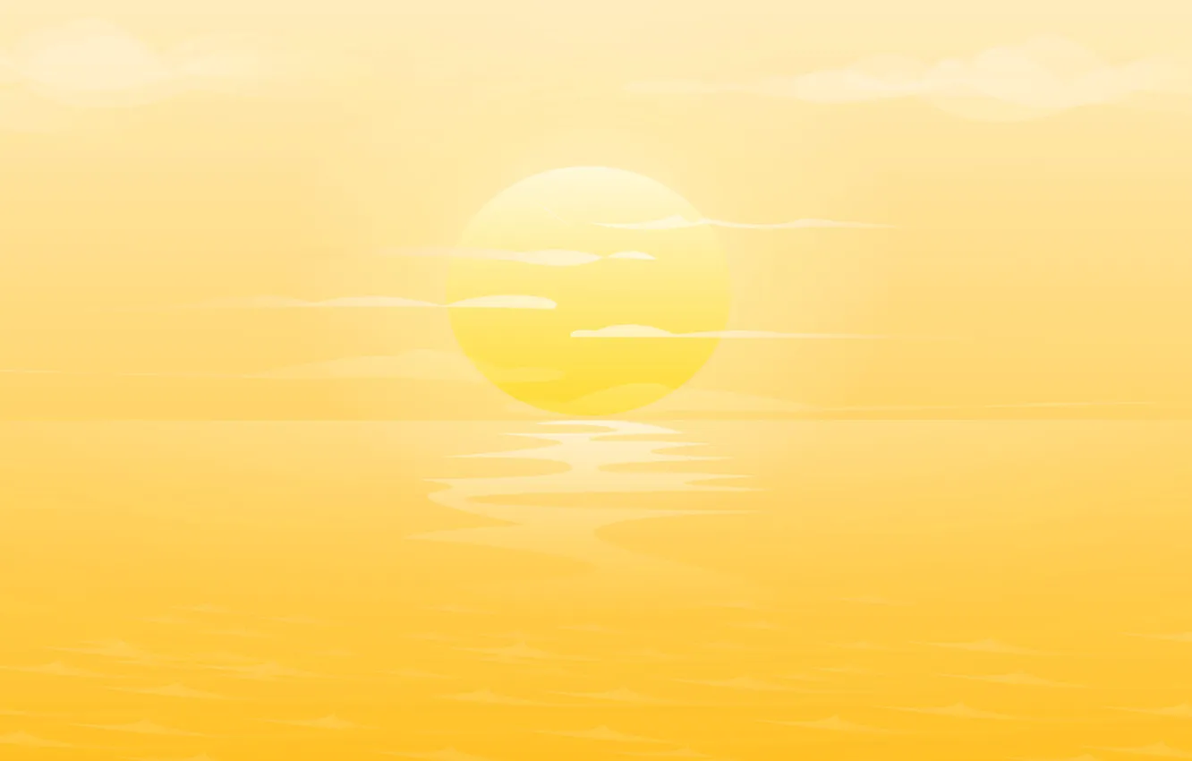 Фото обои ocean, yellow, sunset, clouds