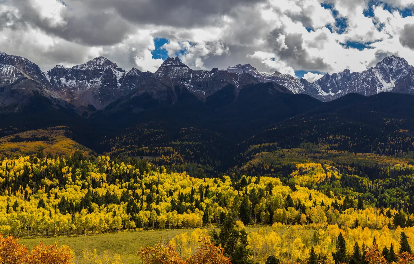 Фото обои осень, лес, горы, природа, красота