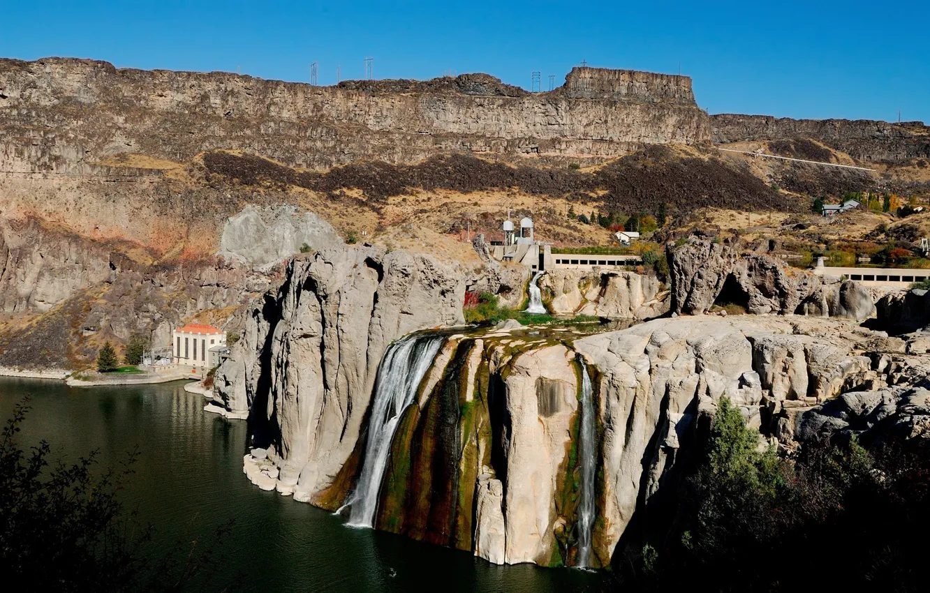 Фото обои river, nature, waterfall