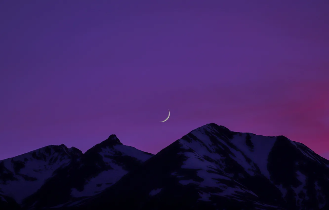 Фото обои небо, снег, горы, луна, Канада, Canada, British Columbia, Британская Колумбия
