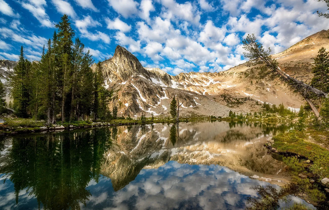 Фото обои clouds, morning, reflection, Twin Lake