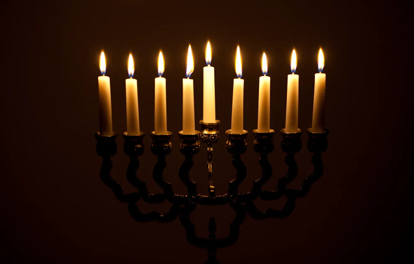 Фото обои light, fire, candles, candle holders, menorá, Janucá