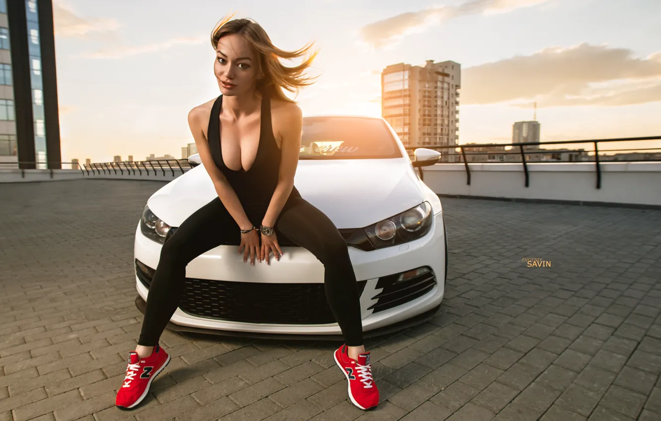 Фото обои car, Volkswagen, sexy, low, stance, Scirocco, Ural, car and girl