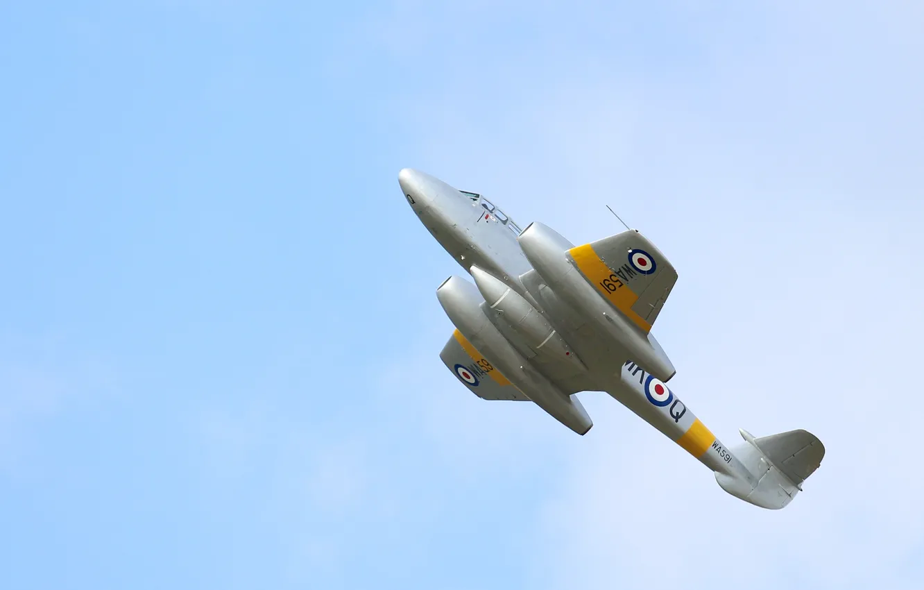 Фото обои небо, полет, истребитель, реактивный, Gloster Meteor