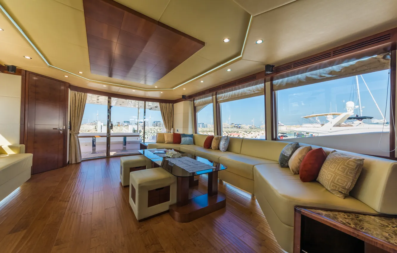 Фото обои Dubai, salon, luxury yacht Majesty, tirenaboats