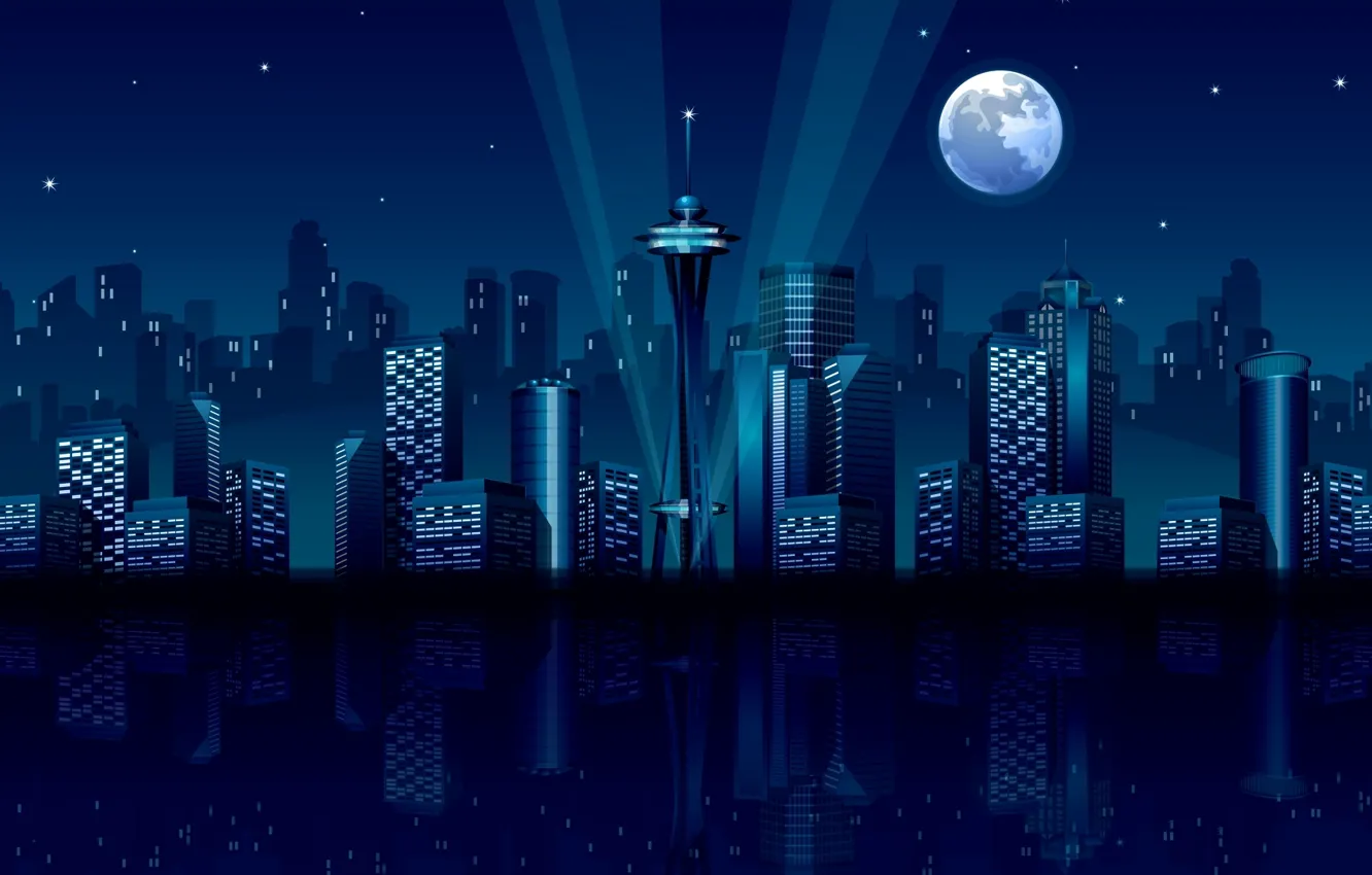 Фото обои vector, графика, midnight city