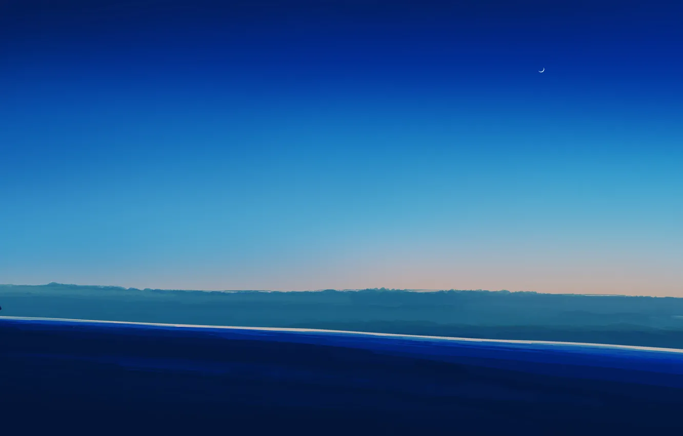 Фото обои один, девочка, сумерки, полумесяц