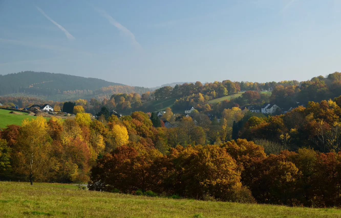 Фото обои осень, деревья, горы, природа, поля, colors, Германия, trees