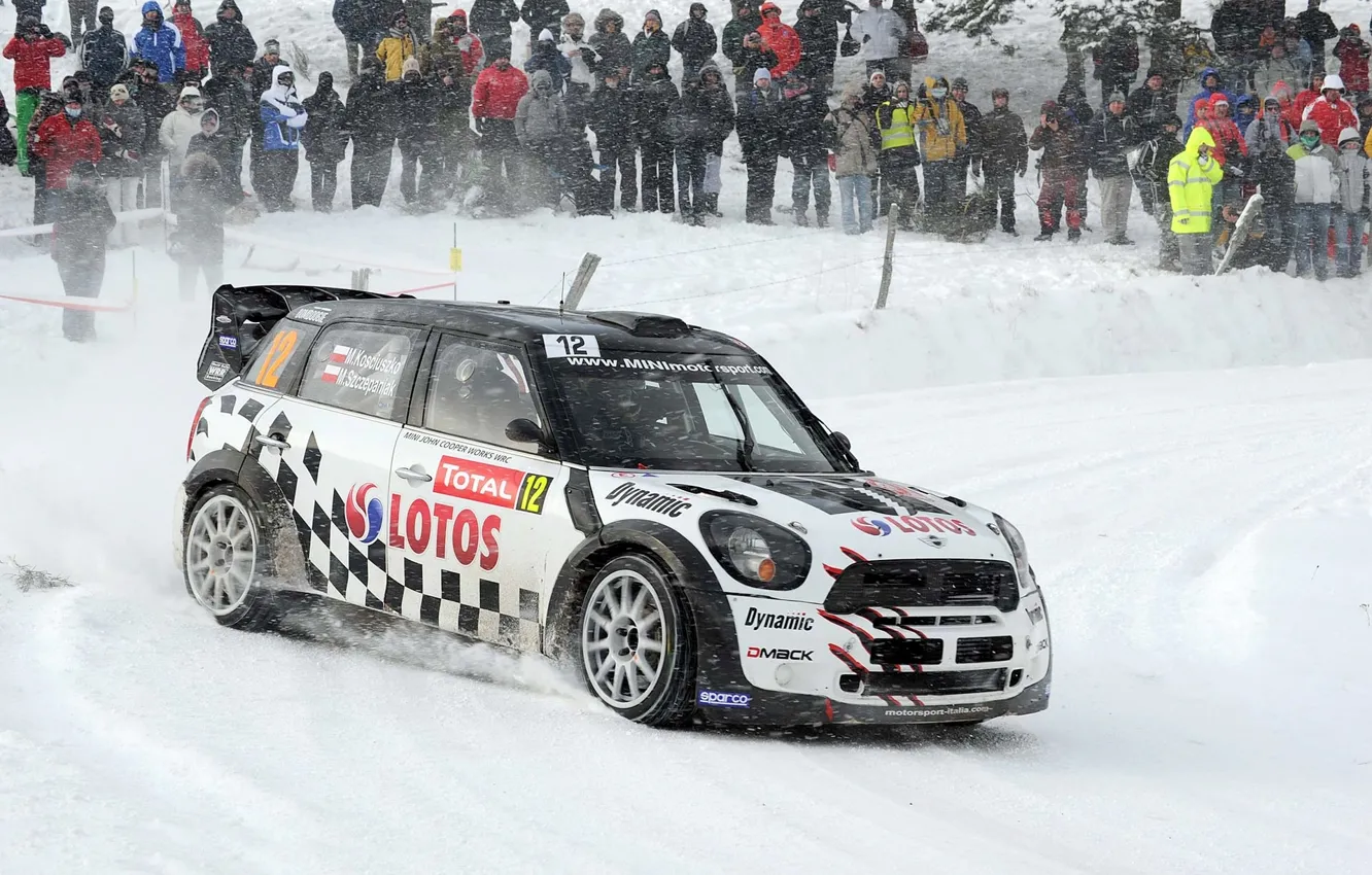 Фото обои Белый, Снег, Люди, Гонка, Mini Cooper, WRC, MINI, Мини Купер