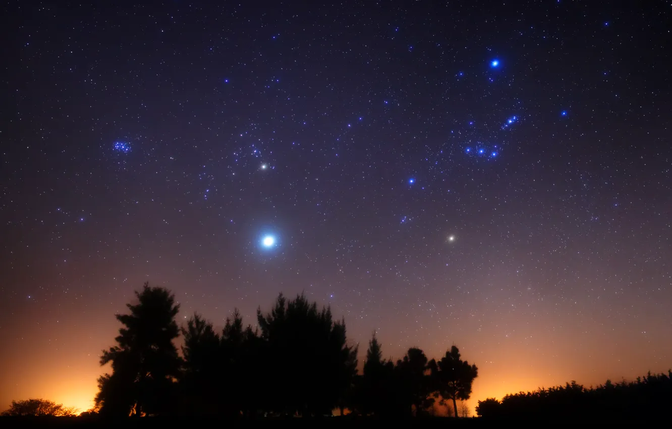 Фото обои Юпитер, Аргентина, Орион, Плеяды, Южное полушарие, Ригель, Альдебаран, Бетельгейзе