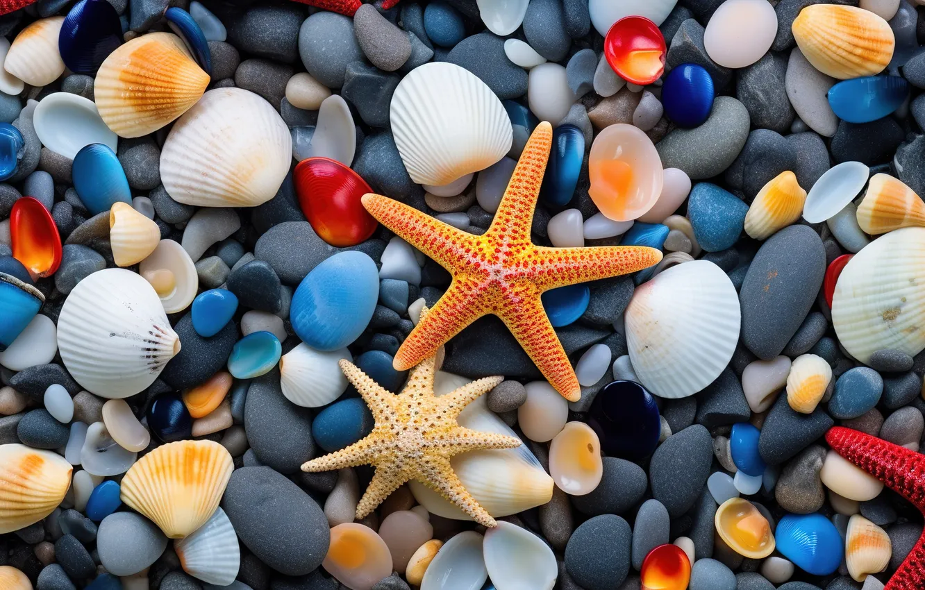 Фото обои пляж, галька, камни, фон, colorful, ракушки, beach, texture