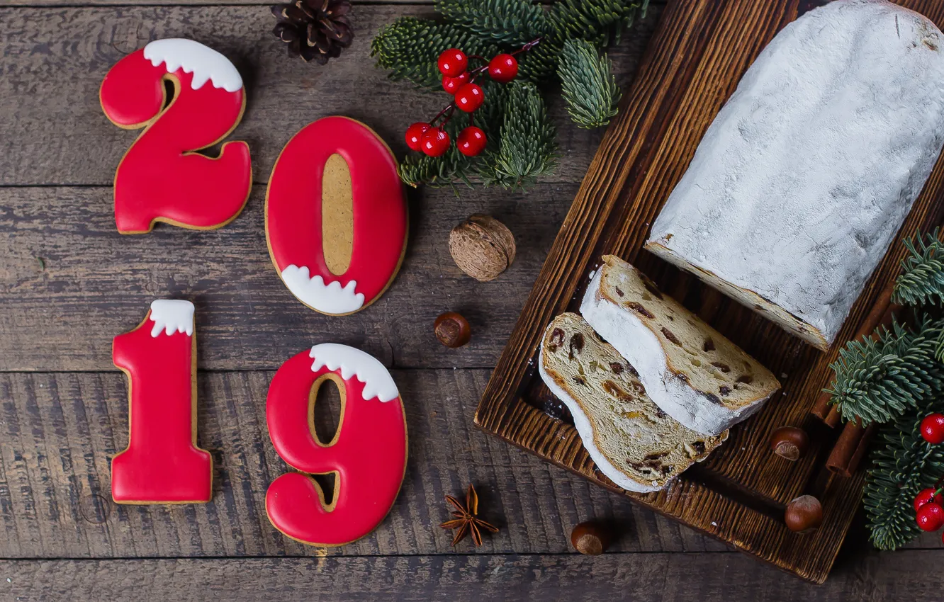 Фото обои украшения, Новый Год, Рождество, happy, Christmas, cake, wood, New Year