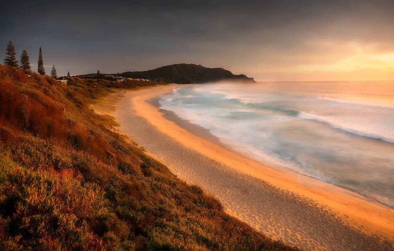 Фото обои ocean, sunrise, australia, boomerang beach