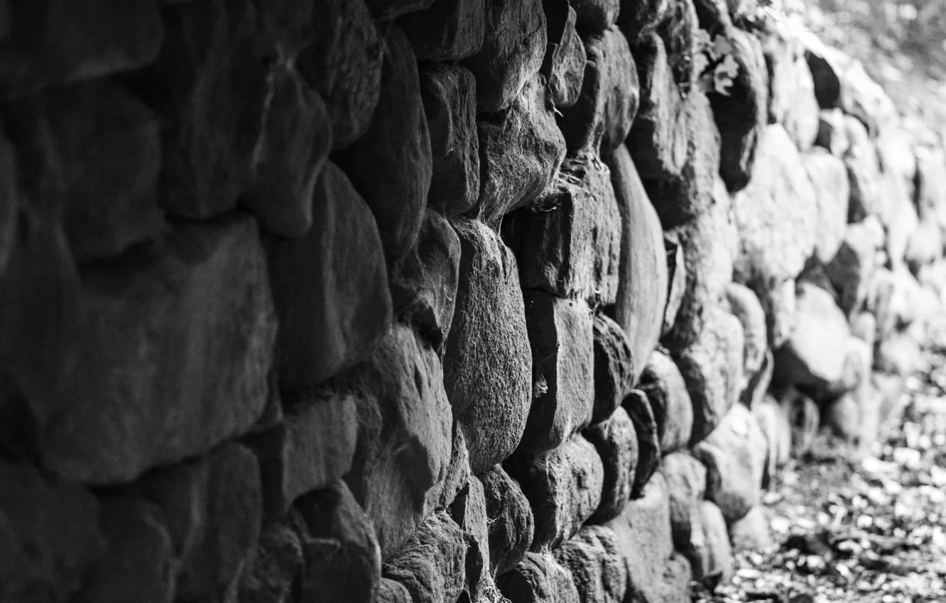 Фото обои wall, stones, white and black