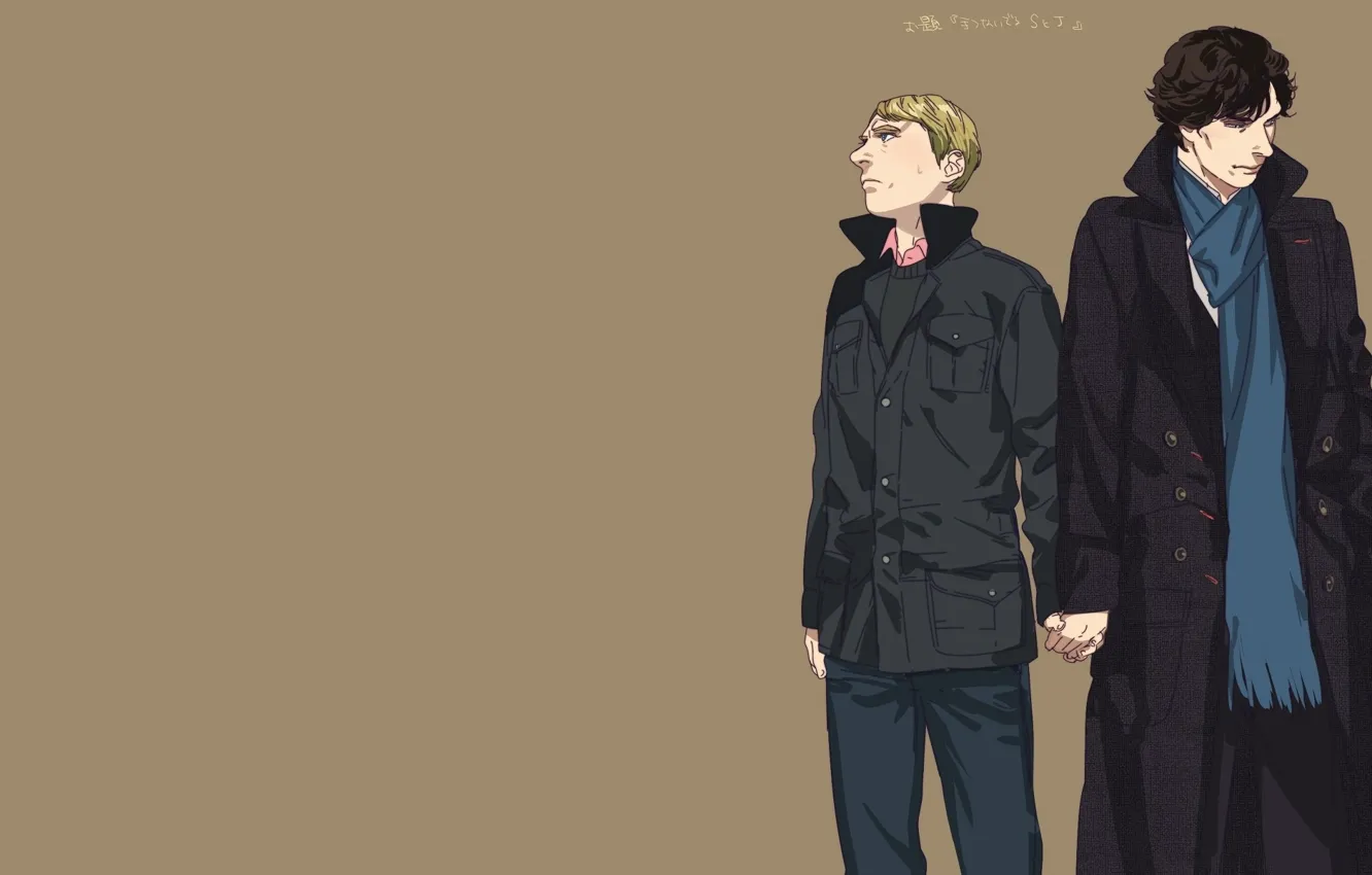 Фото обои арт, сериал, двое, друзья, Шерлок Холмс, John Watson, Sherlock BBC, Dr. John Watson